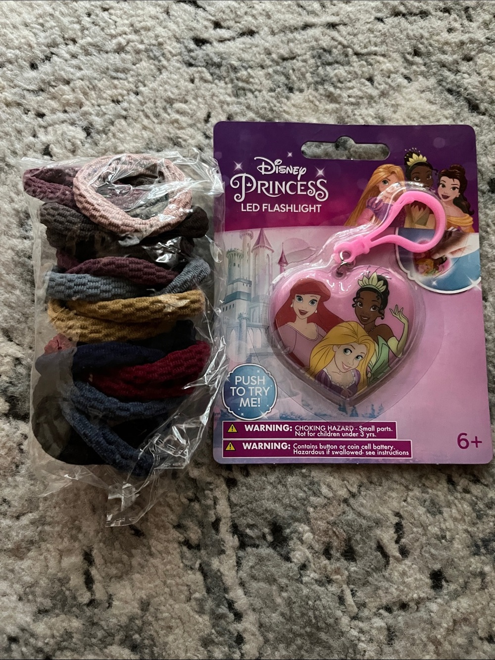 Disney Princess Pink Heart LED Flashlight Key Clip with Princess Artwork